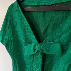 Vintage Emerald Green Floral Sheath Dress